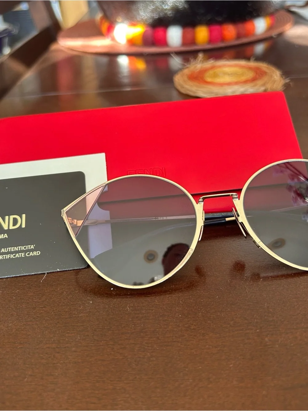 Fendi Gold Frame Silver Mirrored Aviator Sunglasses